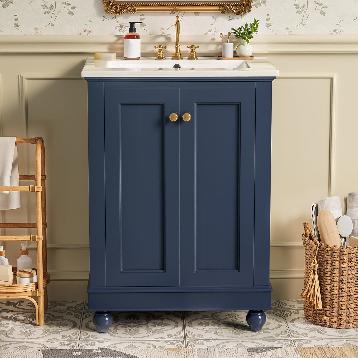 24 Inch Modern Bathroom Vanity Cabinet With Ceramic Sink