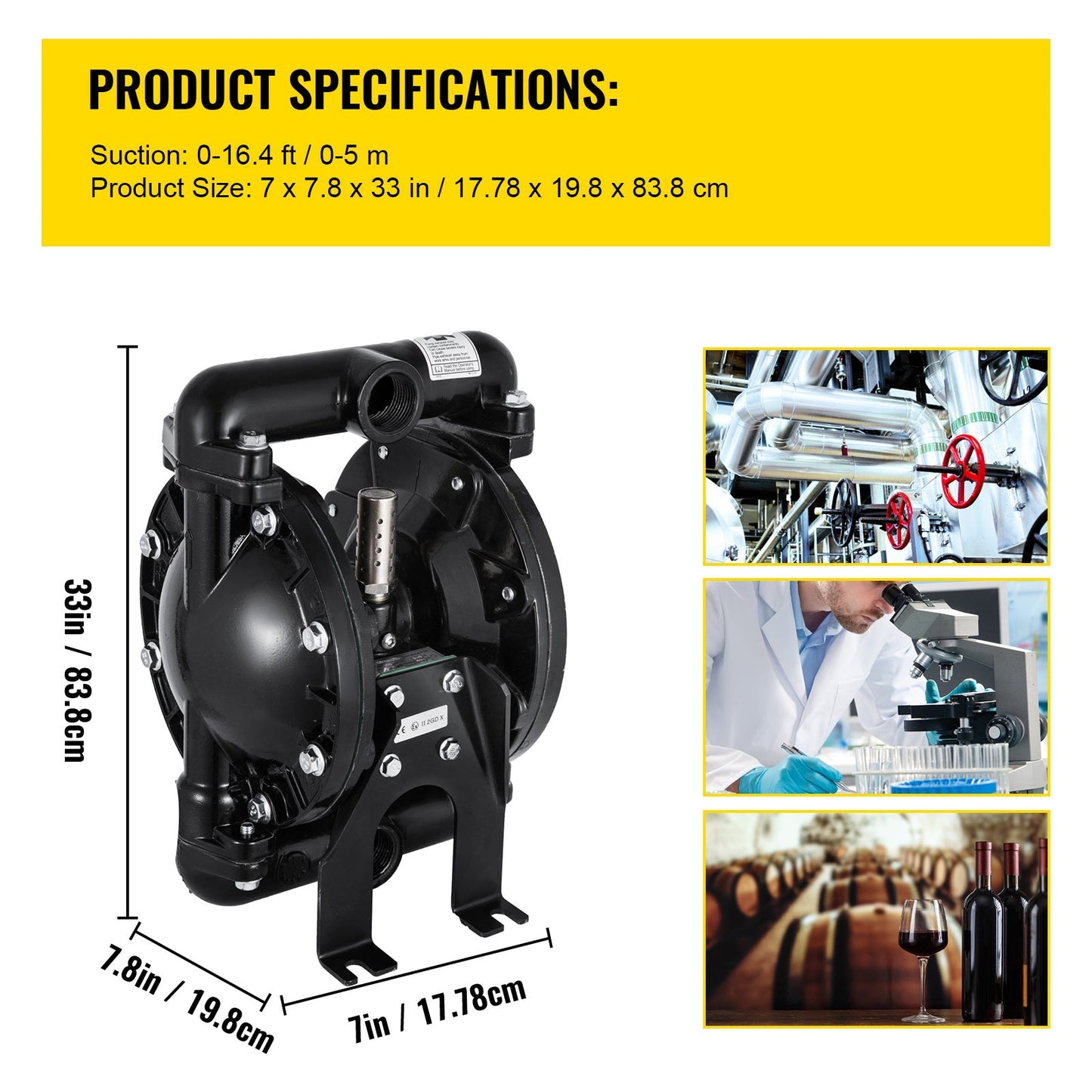 Air-Operated Double Diaphragm Pump 1 Inch Inlet/Outlet Aluminum