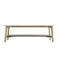 Coffee Table Rectangular Center Table For Living Room Open Space Side Table With Metal Frame - Golden / White