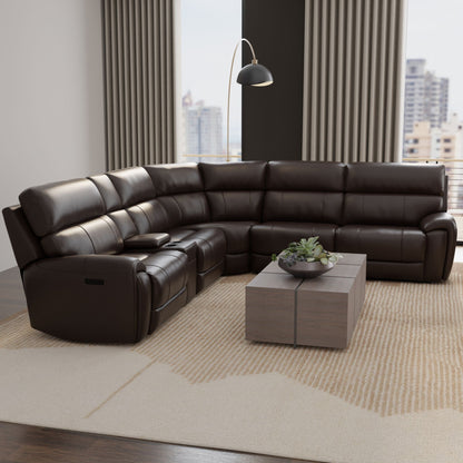 Brazil - Power Sectional With Adjustable Headrest & Footrest - Dark Brown