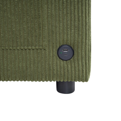 Sleeper Sofa With Foldable Mattress, USB Ports, Side Table & Storage Pocket