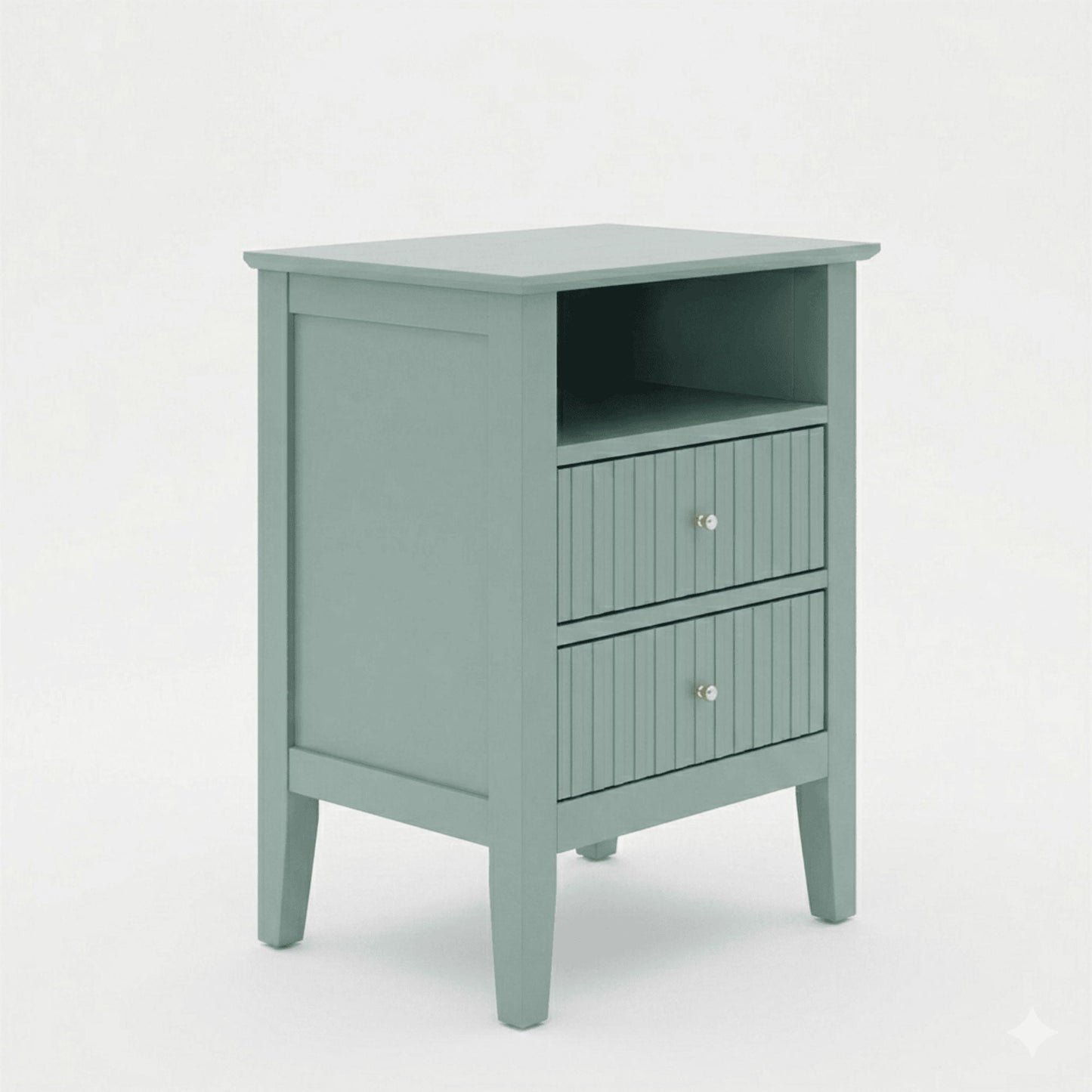 Fluted Nightstand With 2 Drawers