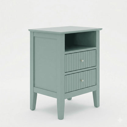 Fluted Nightstand With 2 Drawers