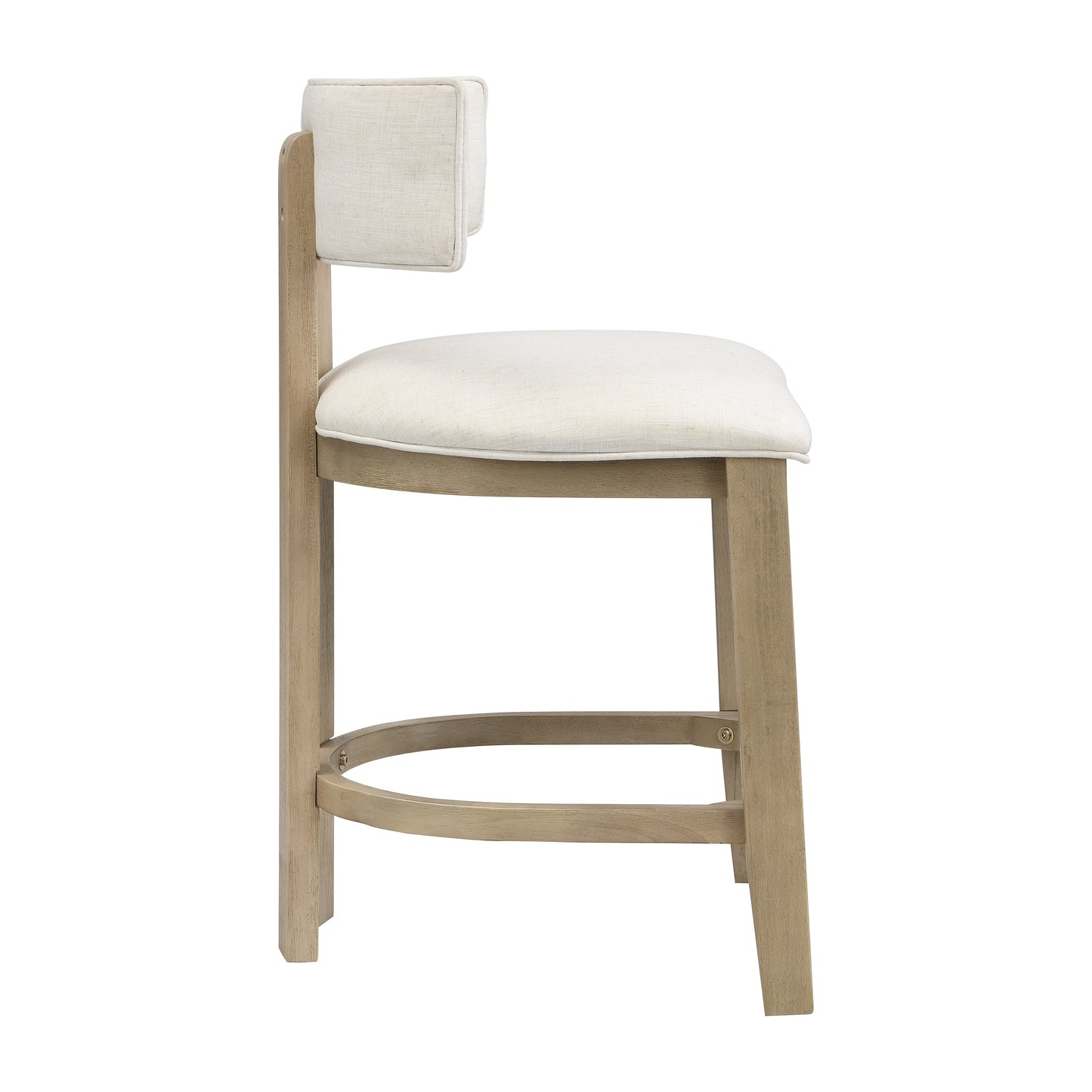 26" Counter Height Bar Stool, Upholstered Counter Stools (Set of 2) - Light Ash + Beige