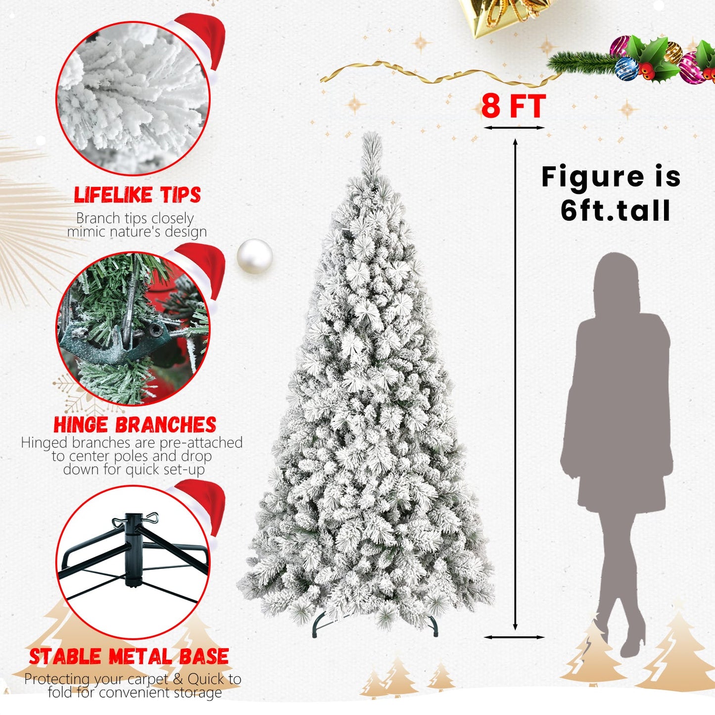4FT Flocked Christmas Tree with 350 Tips