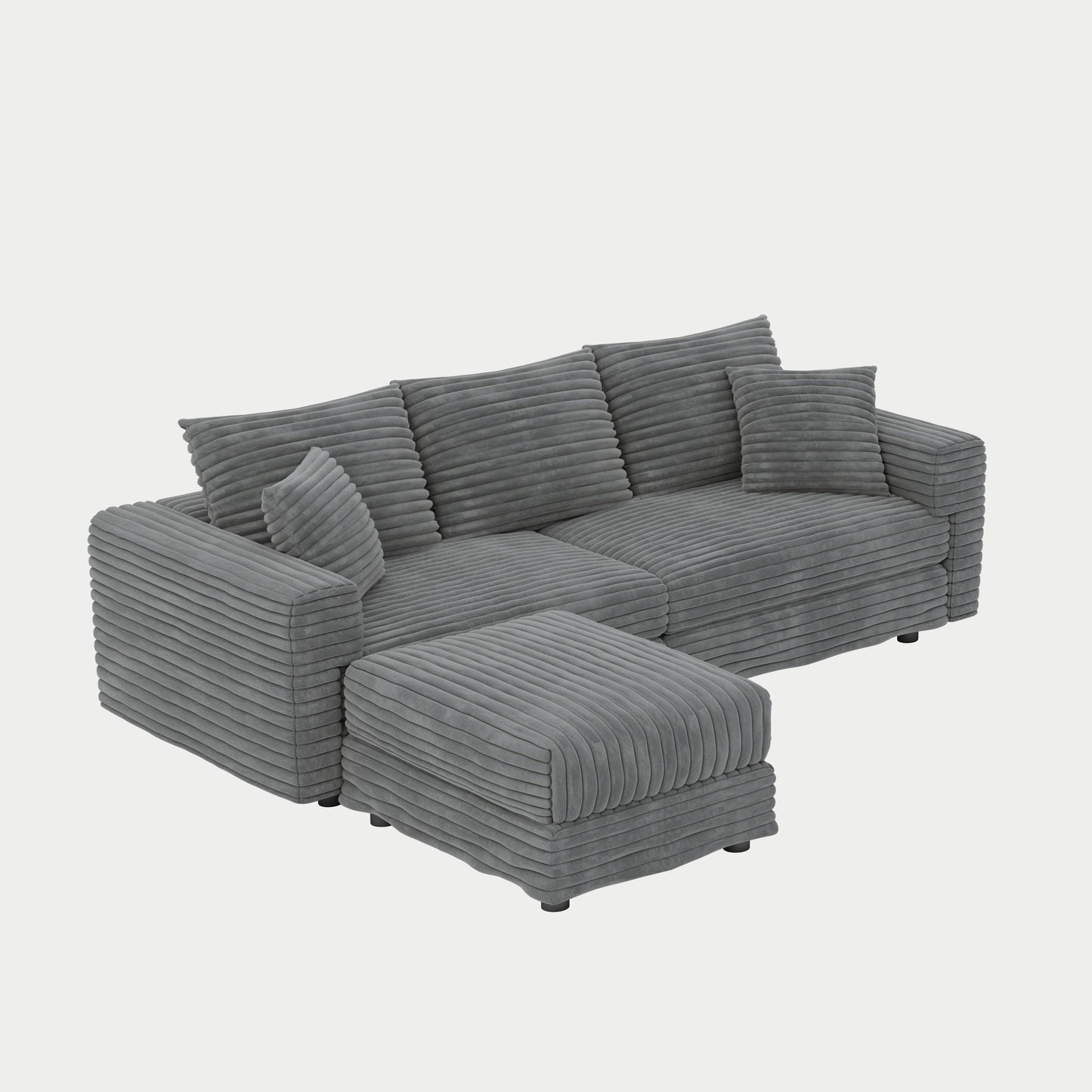 Deep Seat Convertible Sofa With Soft Pillows And Ottomans