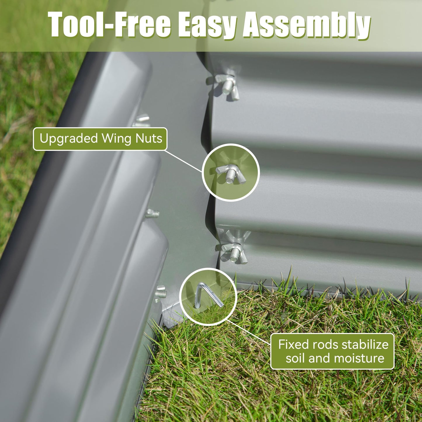 6x3x2ft Galvanized Raised Garden Bed