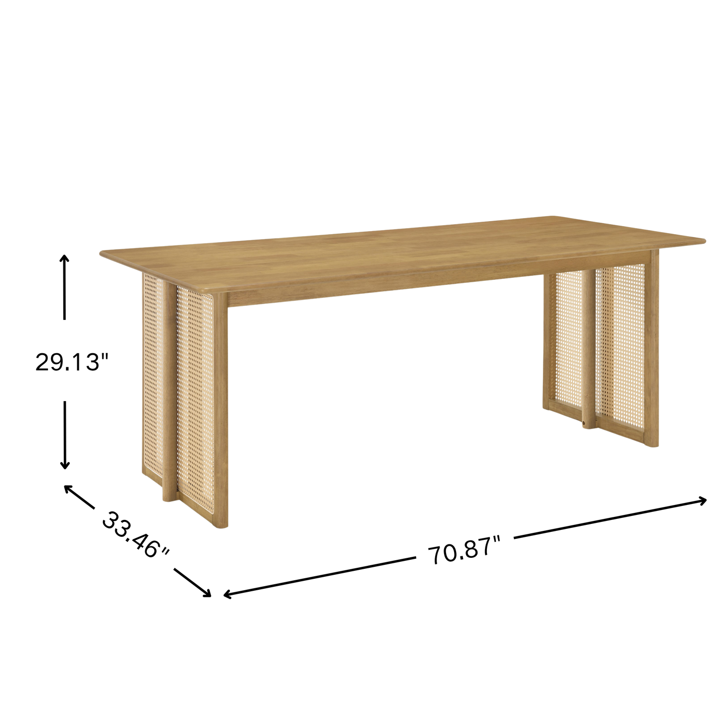 Natural Rubber Wood Dining Table with Rattan Accents