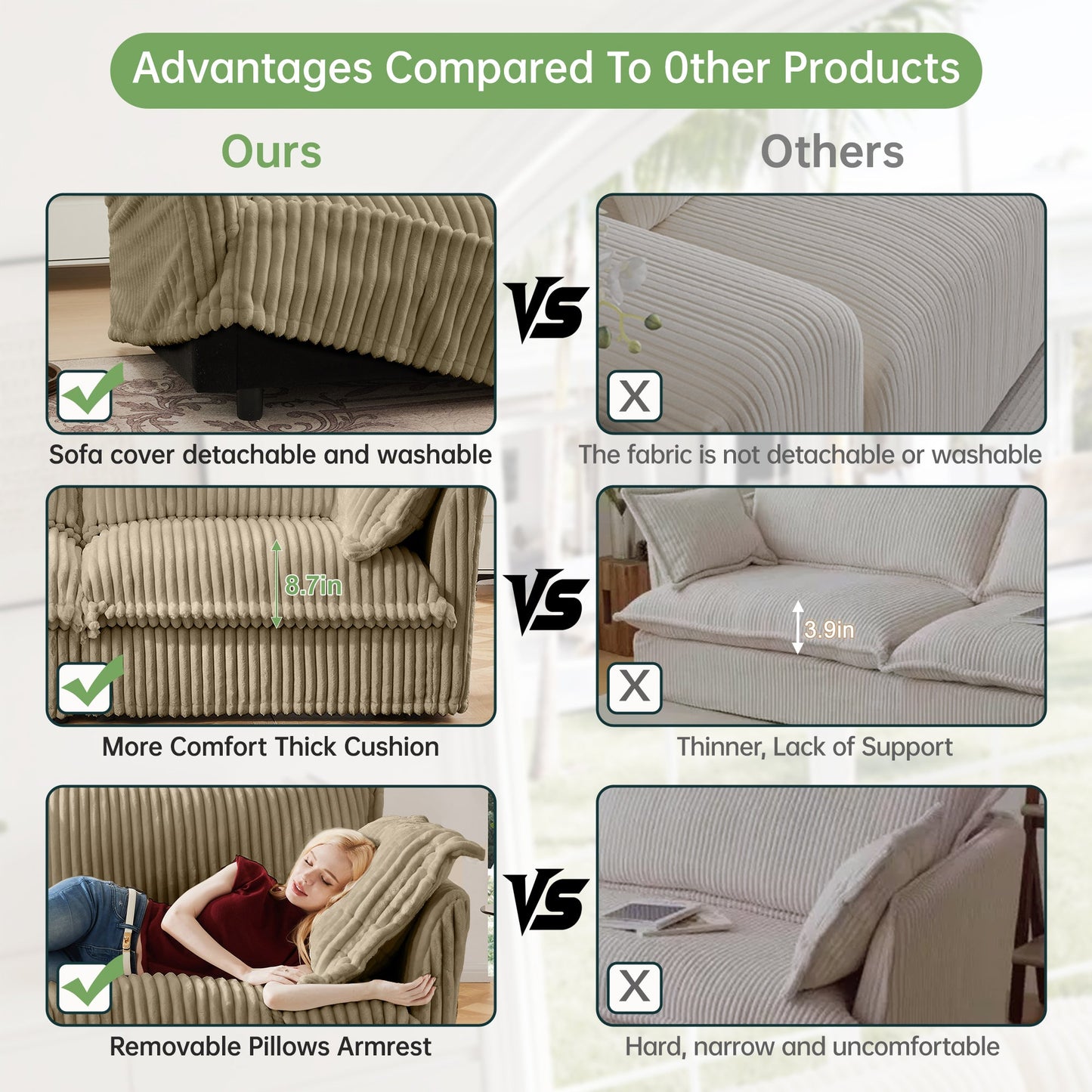 Slipcovered Long Sofa - 4 Seater Couch