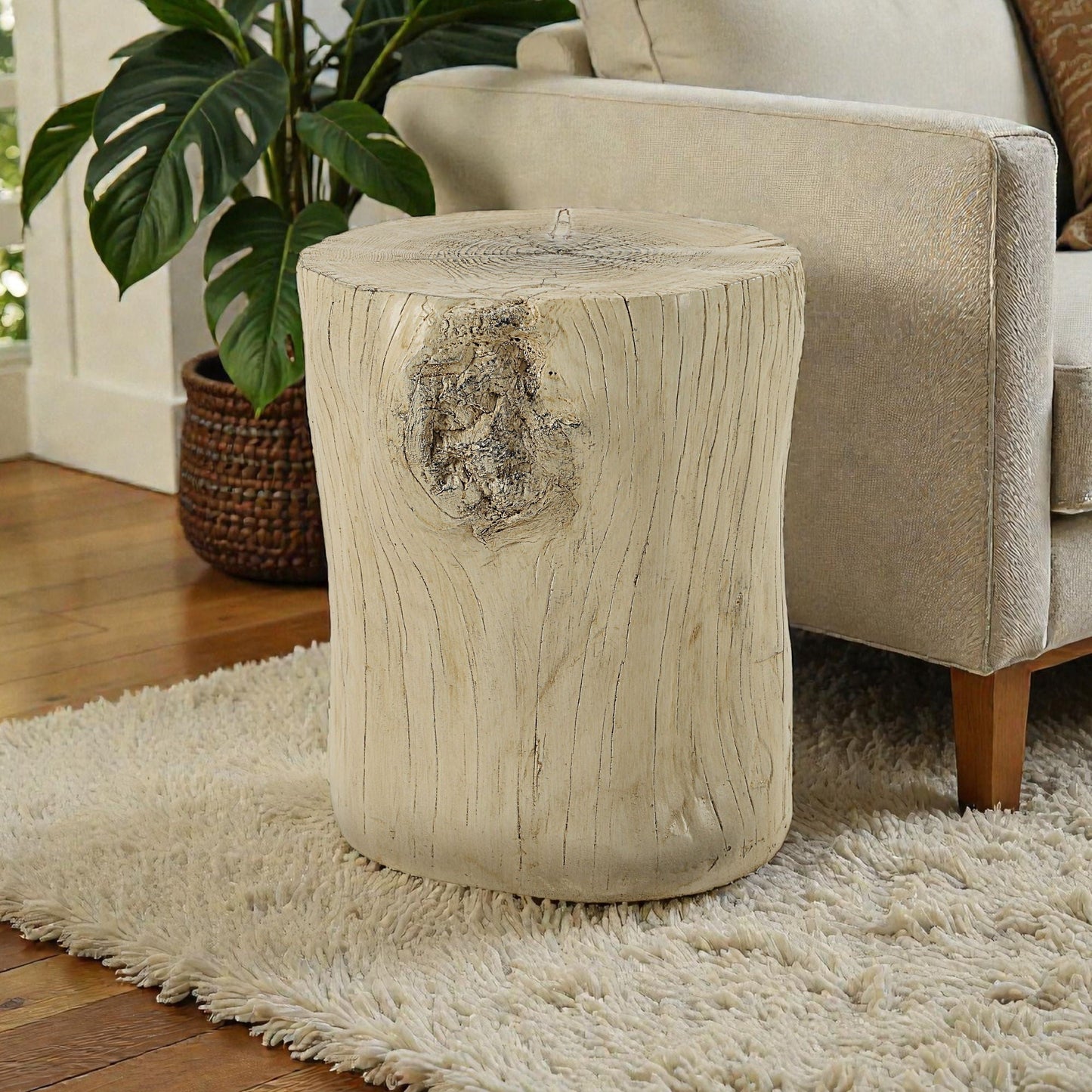 Gene Fiber Concrete Accent Table - Brown