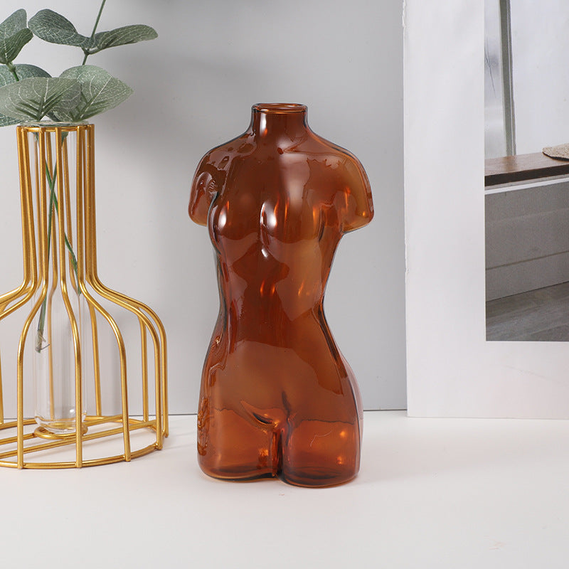 Colored Glass Body Art Flower Arrangement Vase Ornaments