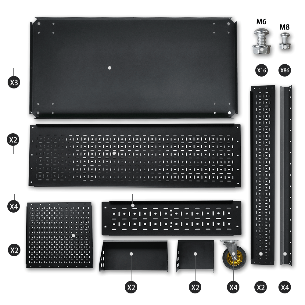 3-Tier DIY Detachable Utility Cart With Steel Pegboard