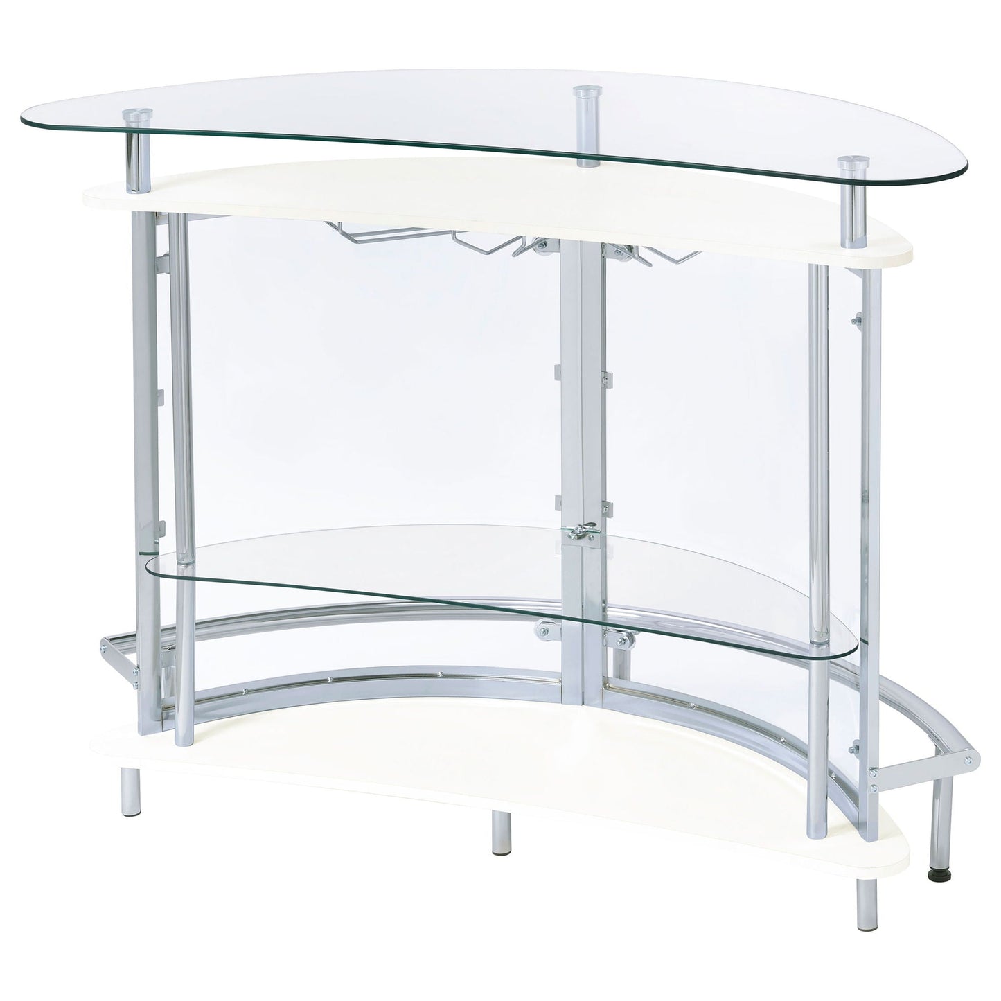 Strick - Freestanding Glass Top Home Bar Wine Cabinet - White