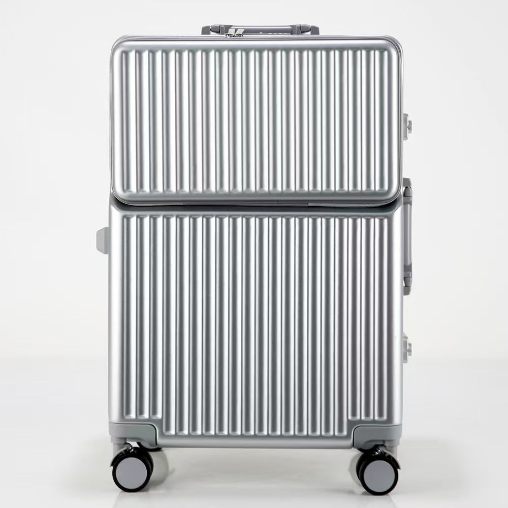 Suitcase Travel Luggage Trolley Front-Opening Large Capacity Aluminum Frame Carry-On Cabin Bag