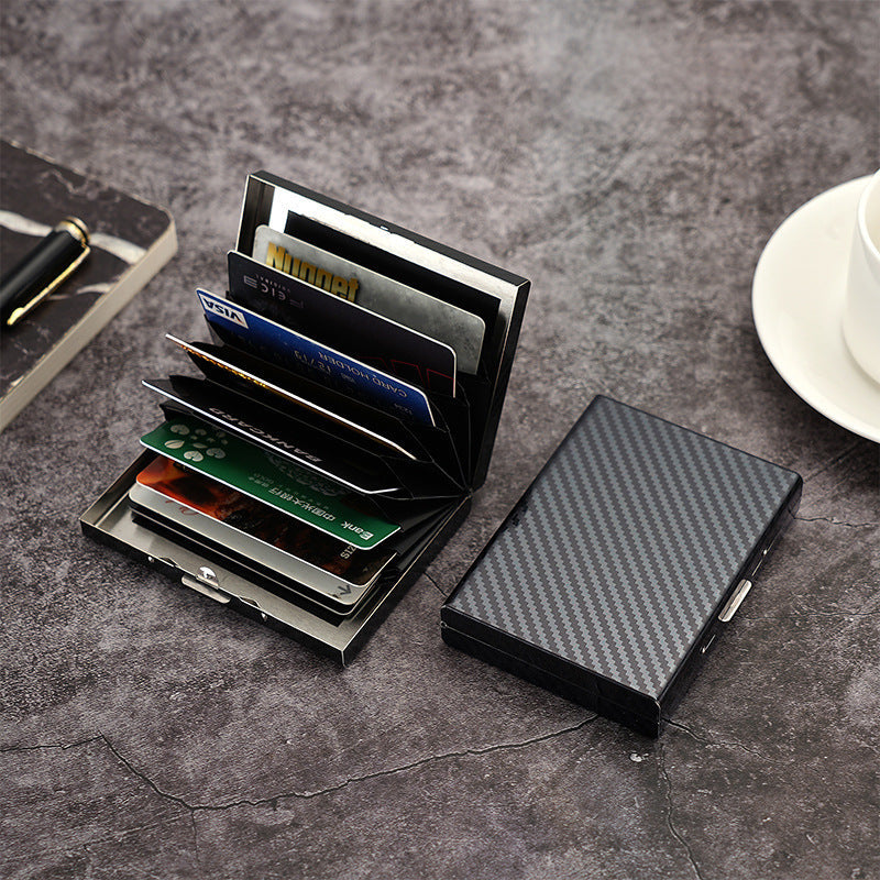 6-Slot Multi-Function Stainless Steel Large-Capacity Metal Card Holder