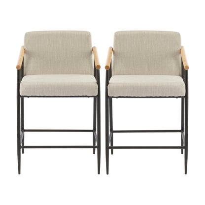 Mid Century Modern Counter Stool Set With Iron Frame