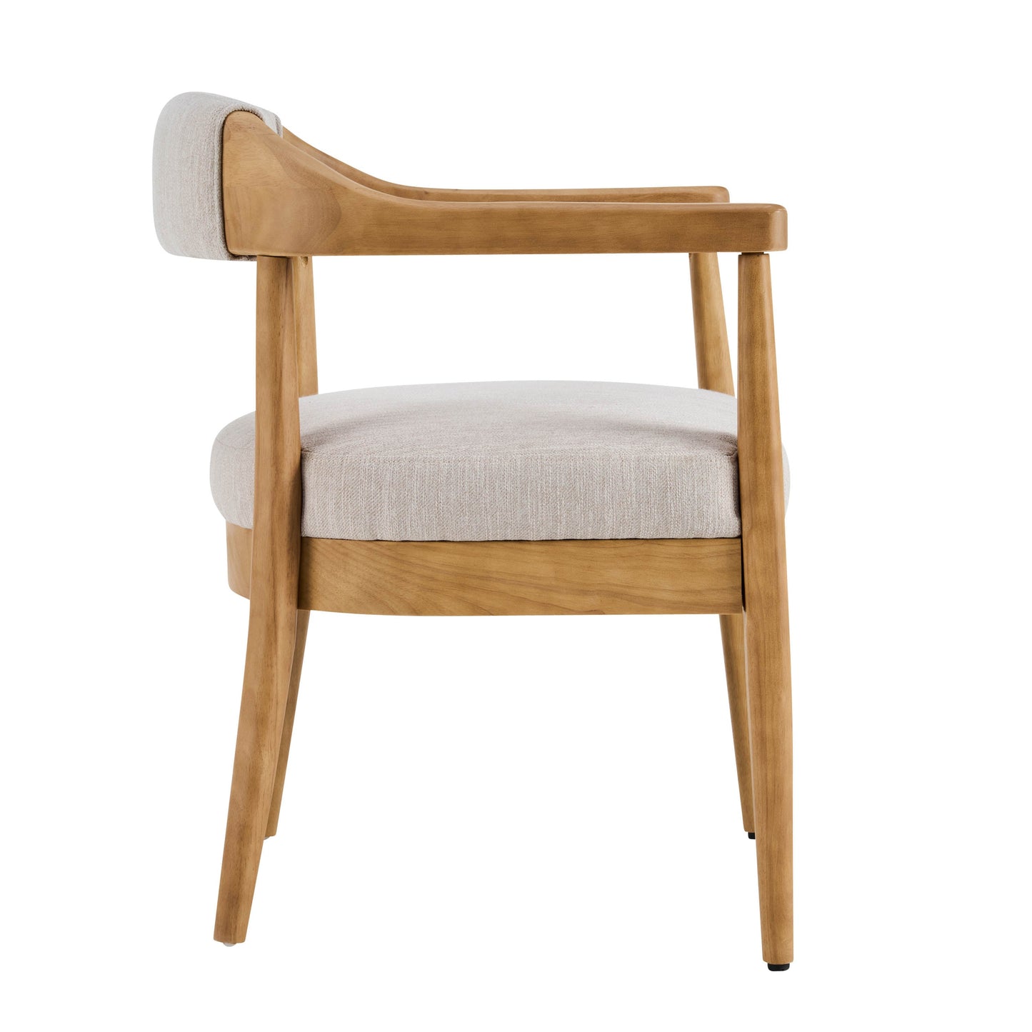 Wood Frame Upholstered Dining Chairs with Armrests (Set of 2) - Beige + Natural