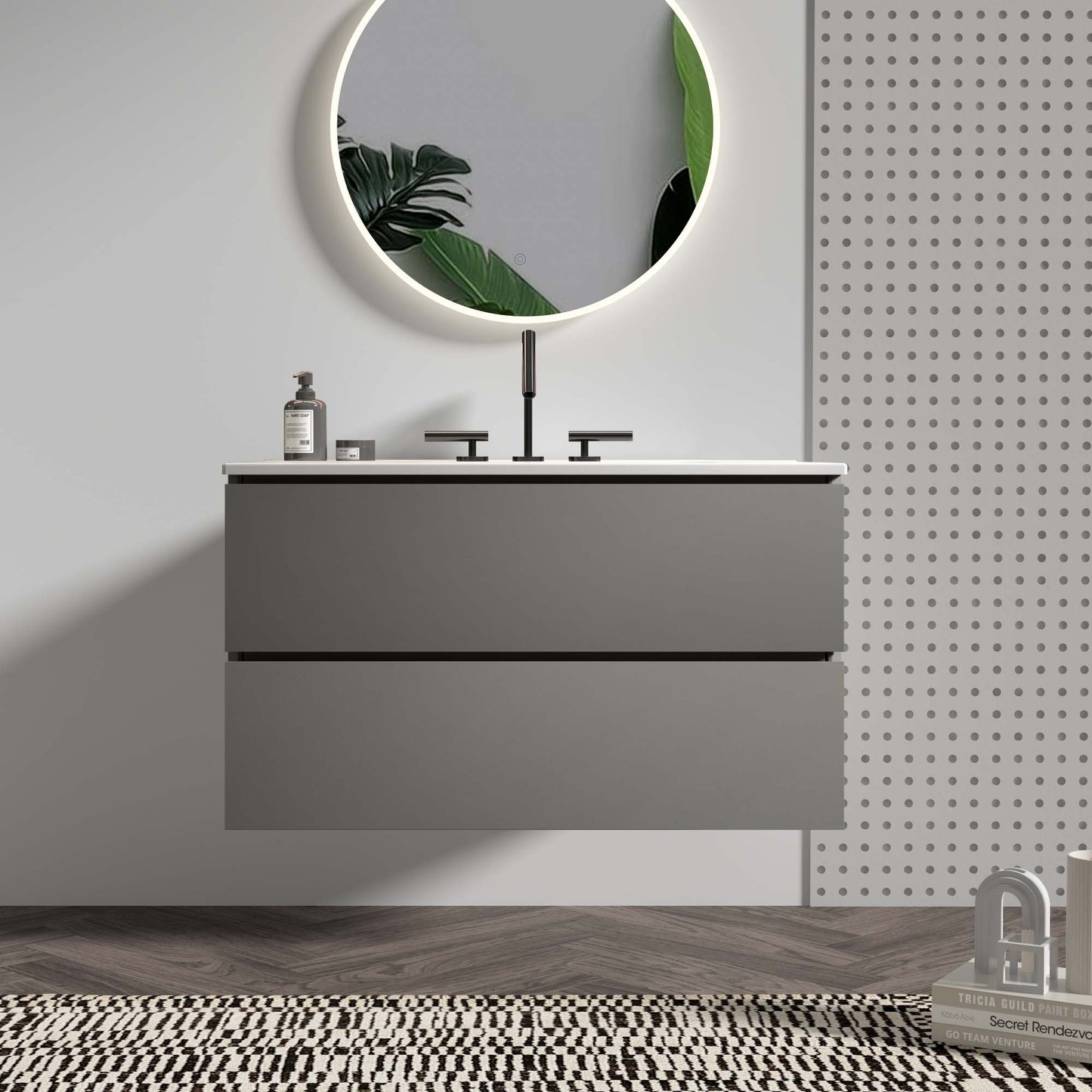 TIA 36" Wall Mount Space Gray Bathroom Vanity
