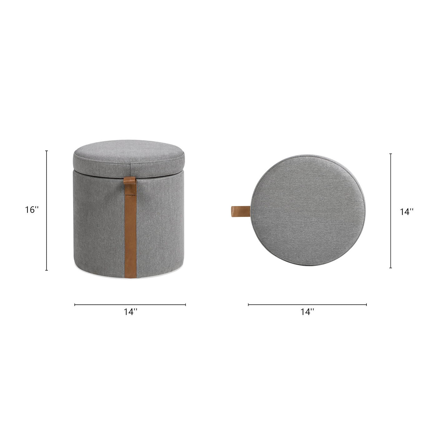 Brandy - Round Upholstered Storage Ottoman With Accent