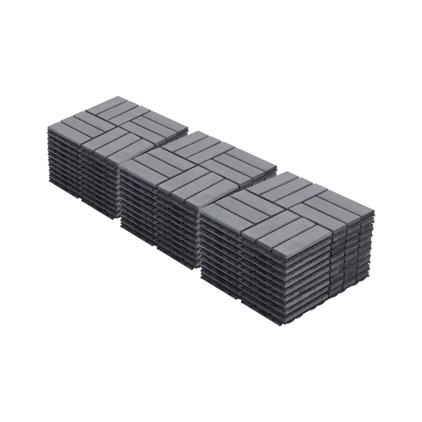 Acacia Wood Interlocking Deck Tiles Checker Pattern For Outdoor Flooring