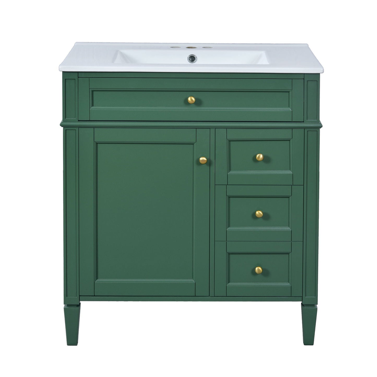 Bathroom Vanity With Top Sink, 2 Drawers & Tip Out Drawer