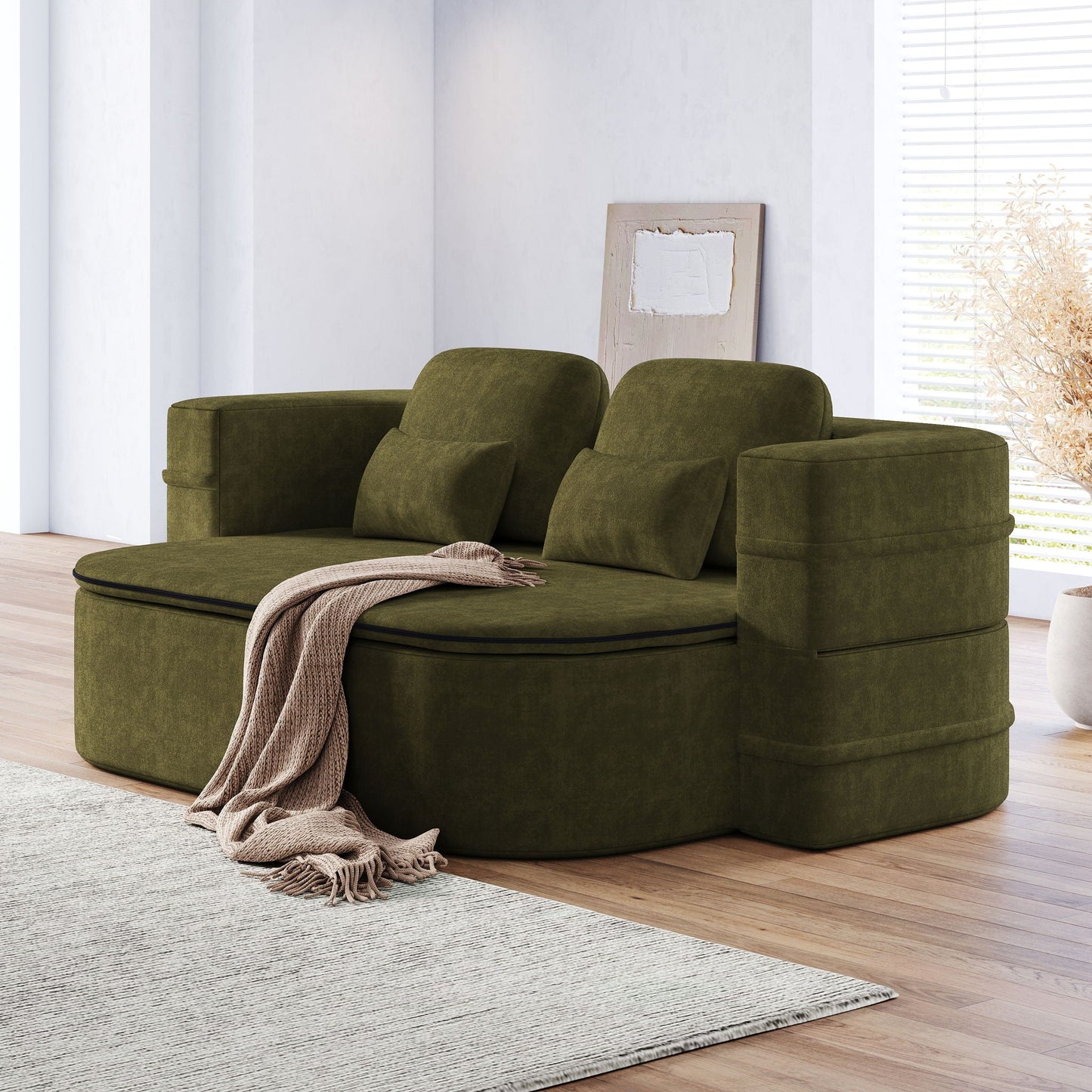 2 In 1 Foldable Sofa Bed With Multi Functional Blanket, Floor Lounge Sofa