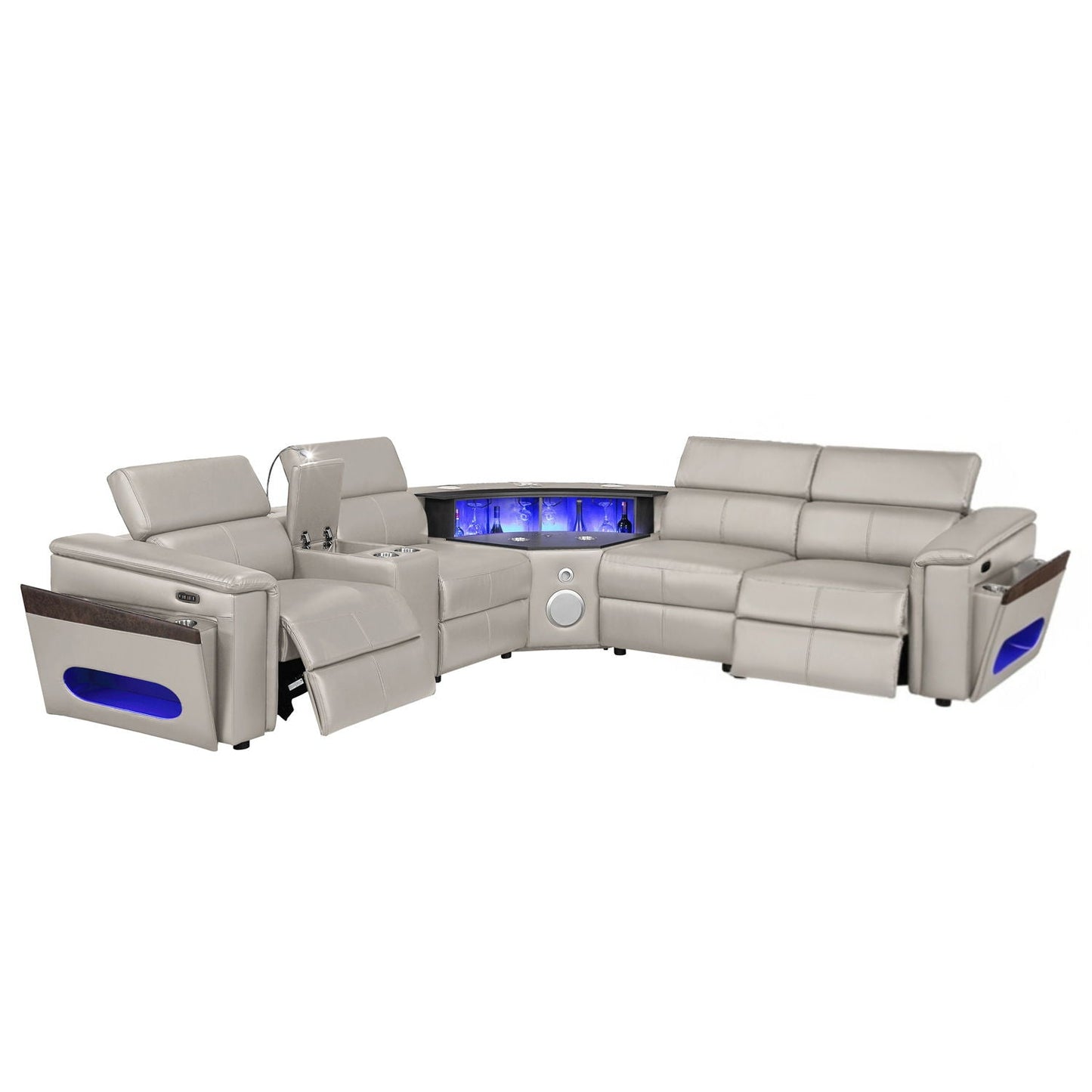 Nova - Sectional With Bluetooth Speaker, LED And Lifting Wine Cabinet