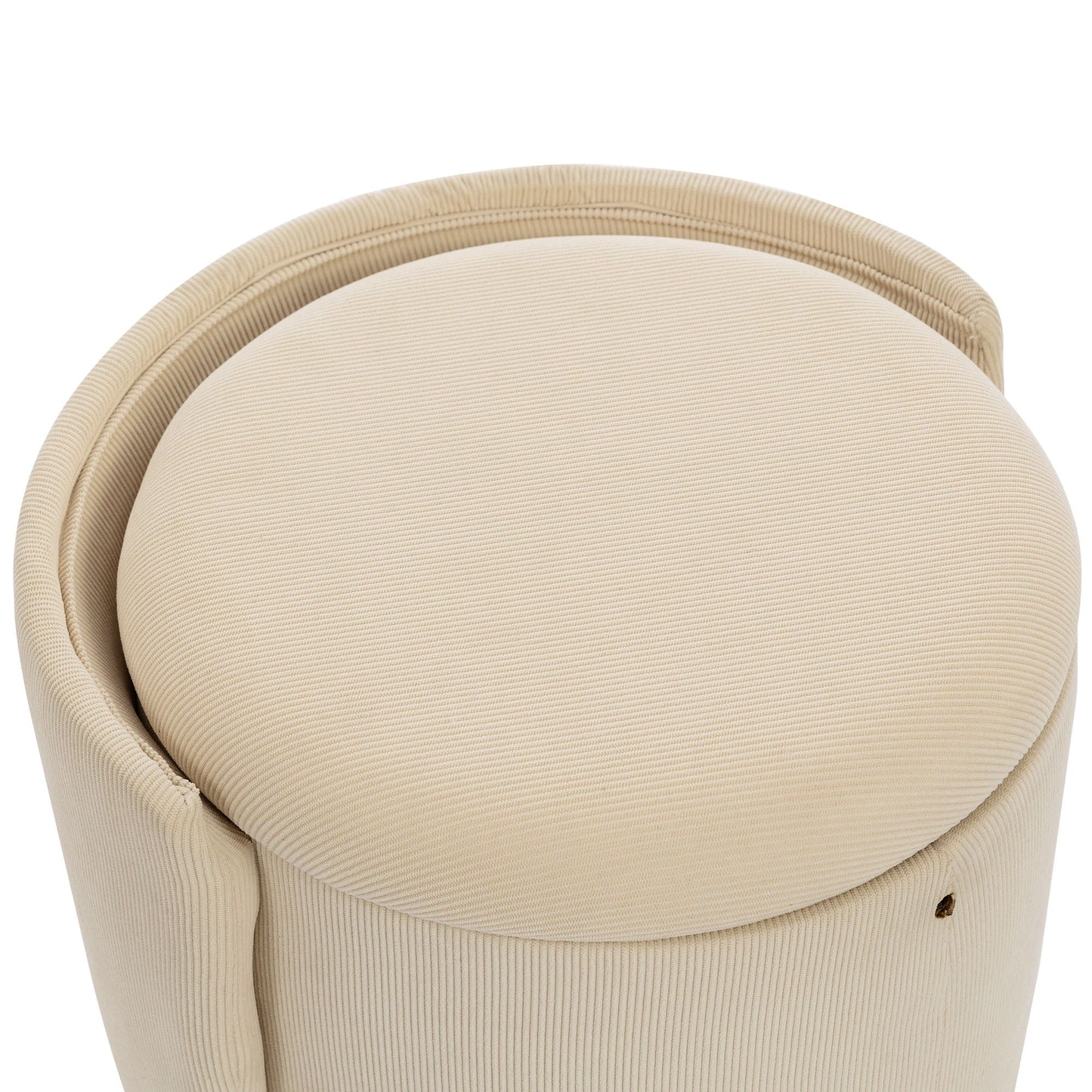 Barrel Chair, Built In Storage, 360° Swivel - Beige