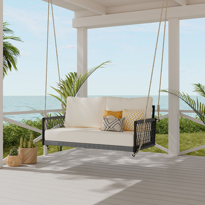 Outdoor Swing Sofa With Soft Cushions For Patio - Beige