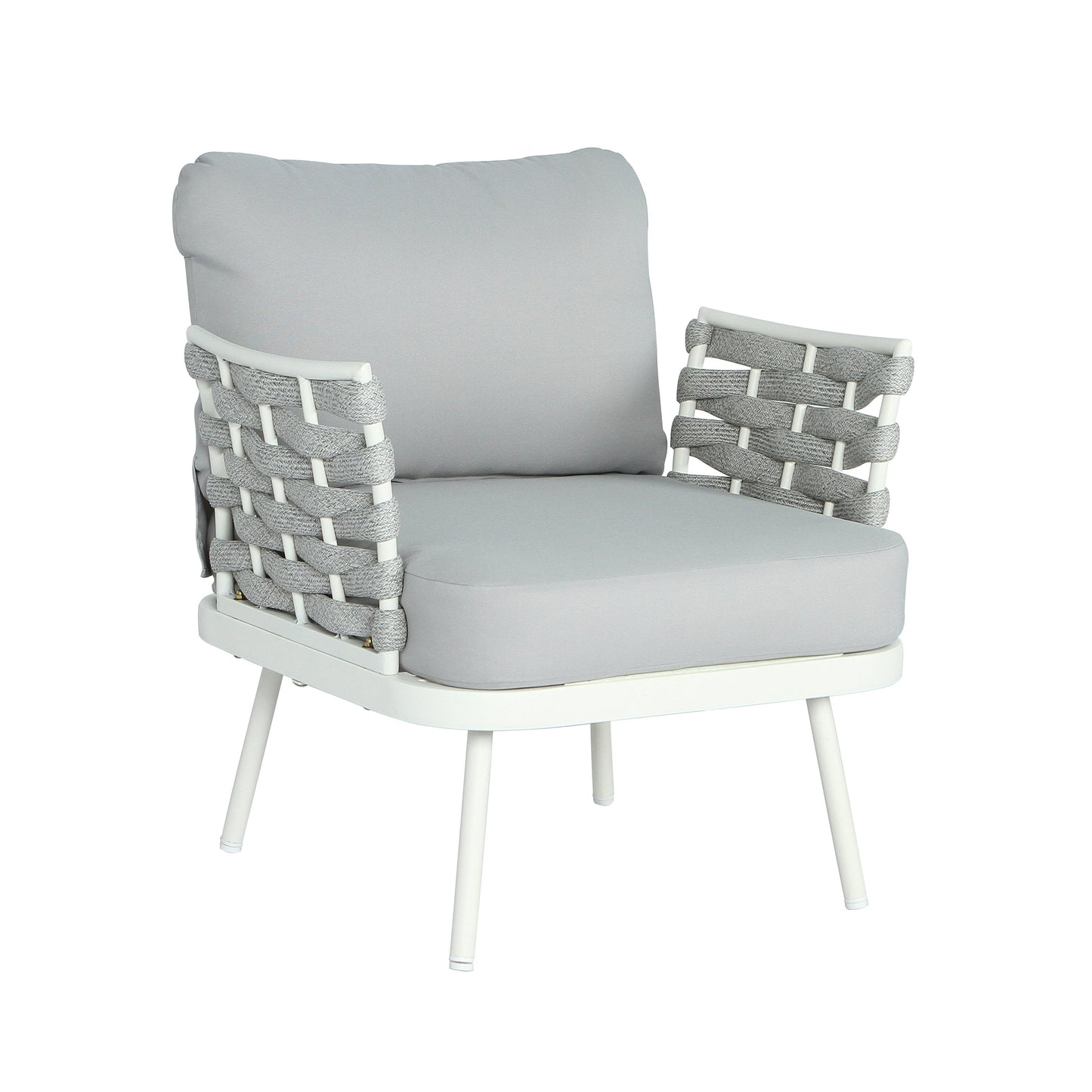 Mariano Steel 4-Pieces Conversation Set, Off White & Grey
