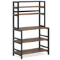 5 Tier Kitchen Bakers Rack With Hutch Microwave Stand, Freestanding Storage Organizer For Countertop - Black