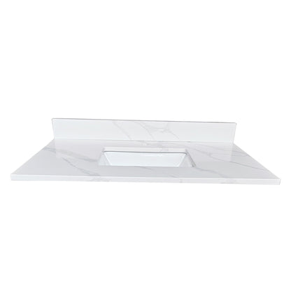 37-inch Quartz Bathroom Vanity Top with Undermount Single Bowl