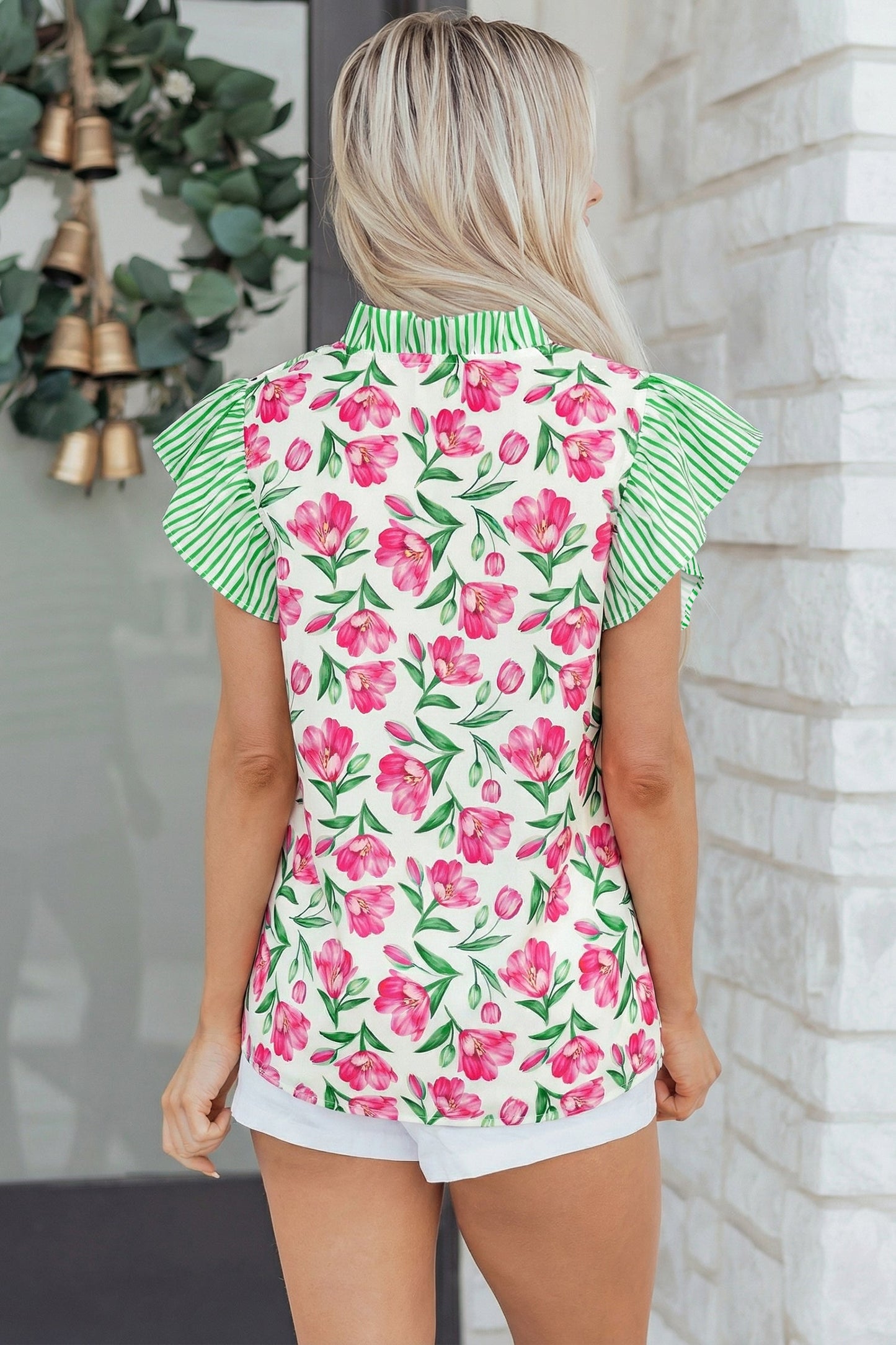 Adelaide Striped Ruffle Trim Blouse
