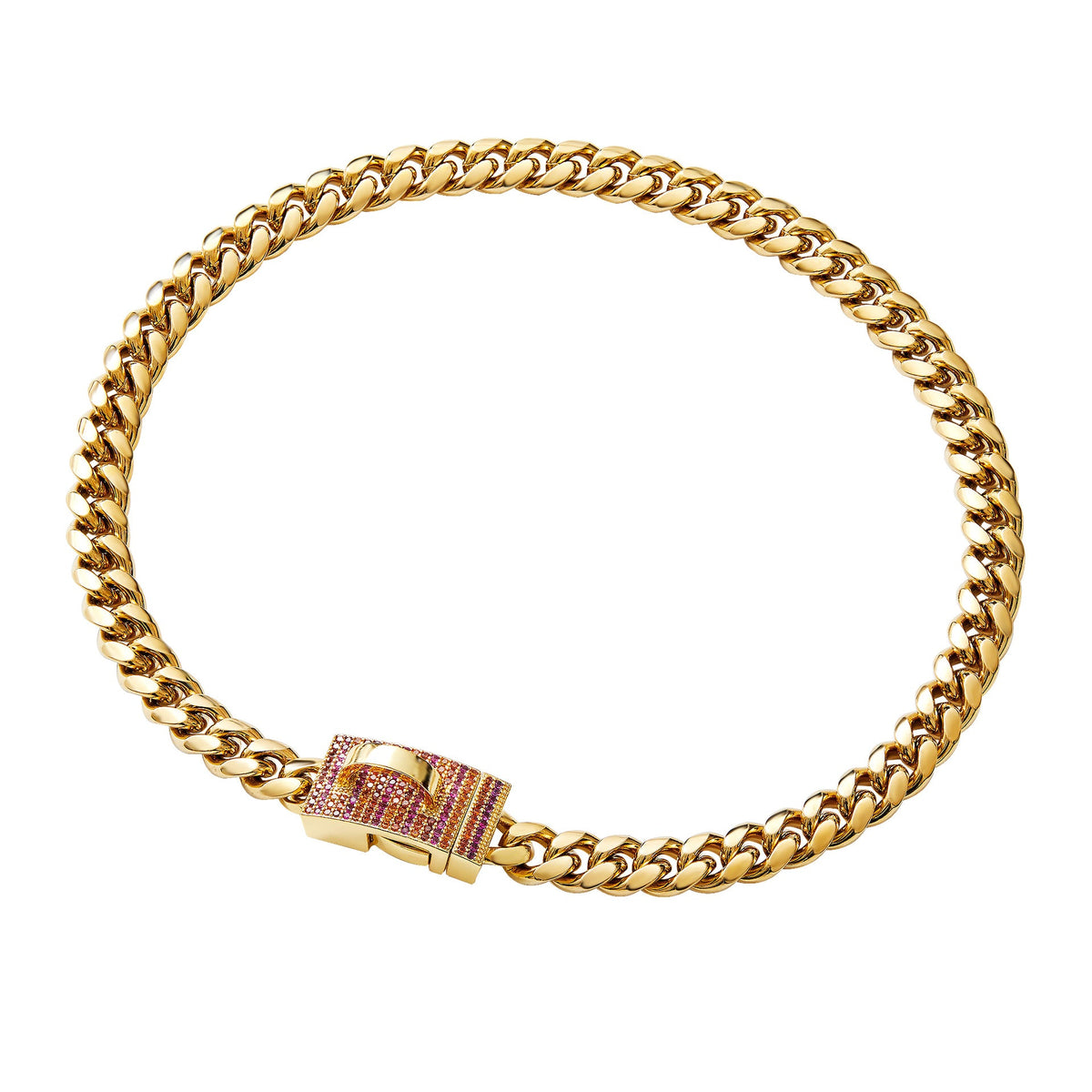 Pet Dog Collar Gold Stainless Steel Dog Leash