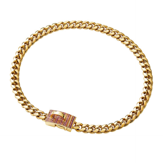 Pet Dog Collar Gold Stainless Steel Dog Leash