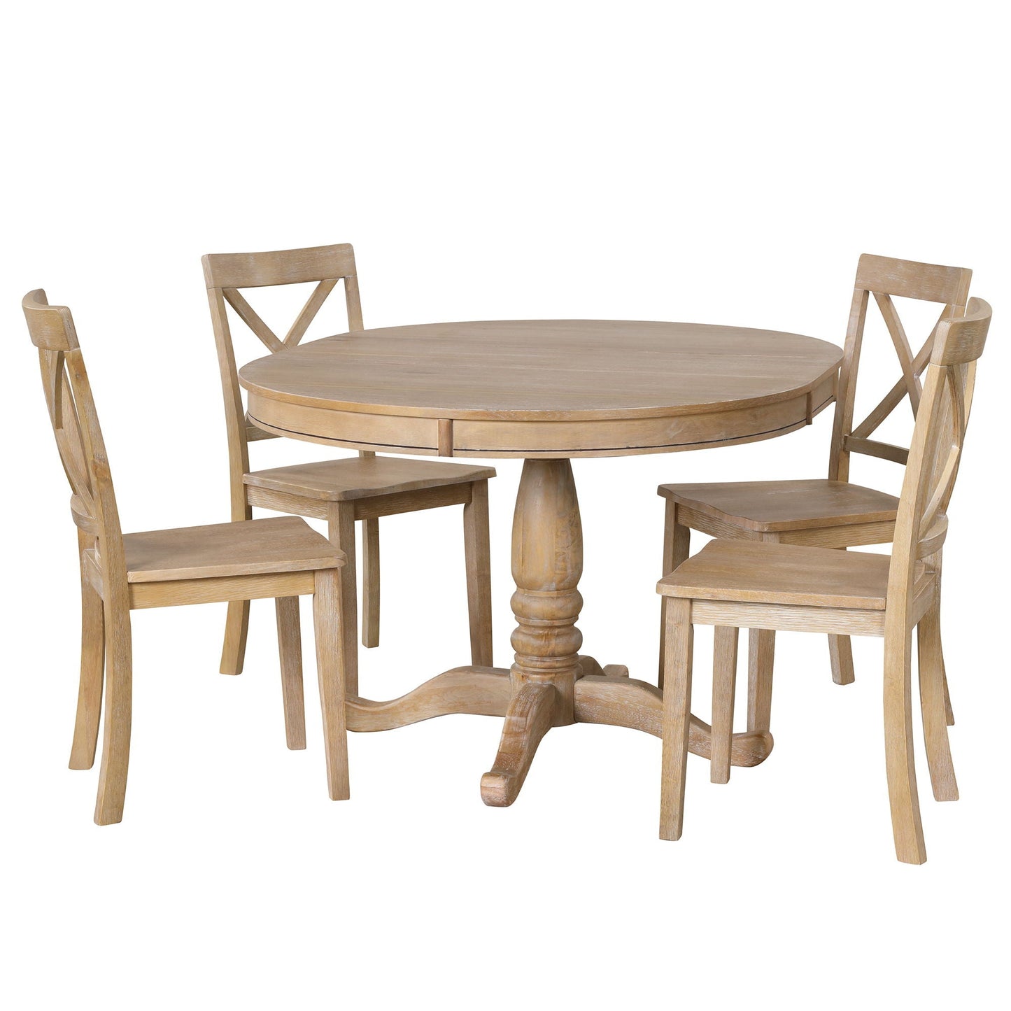 Modern Dining Table Set For 4, Round Table And 4 Kitchen Room Chairs, 5 Piece Kitchen Table Set For Dining Room, Dinette, Breakfast Nook