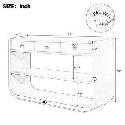 Console Table With 3 Soft Close Drawers & 2 Open Shelves