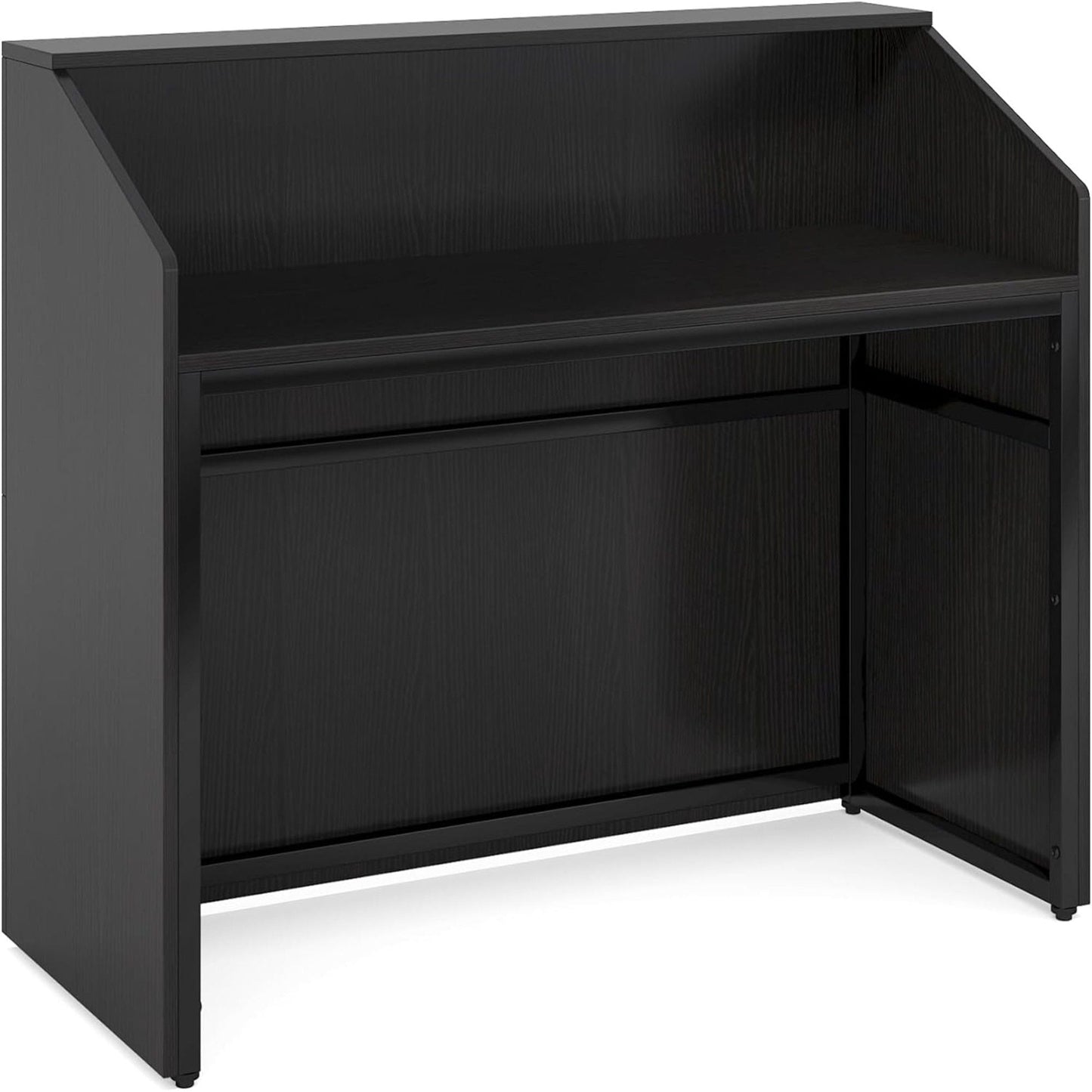 Modern Reception Desk, Front Desk Table With Cable Grommet & Privacy Panels