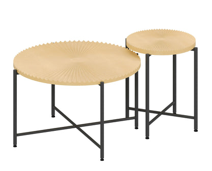 Radial - Pattern Coffee And End Table Set Waterproof Cover, Distressed Cylindrical Design (Set of 2)