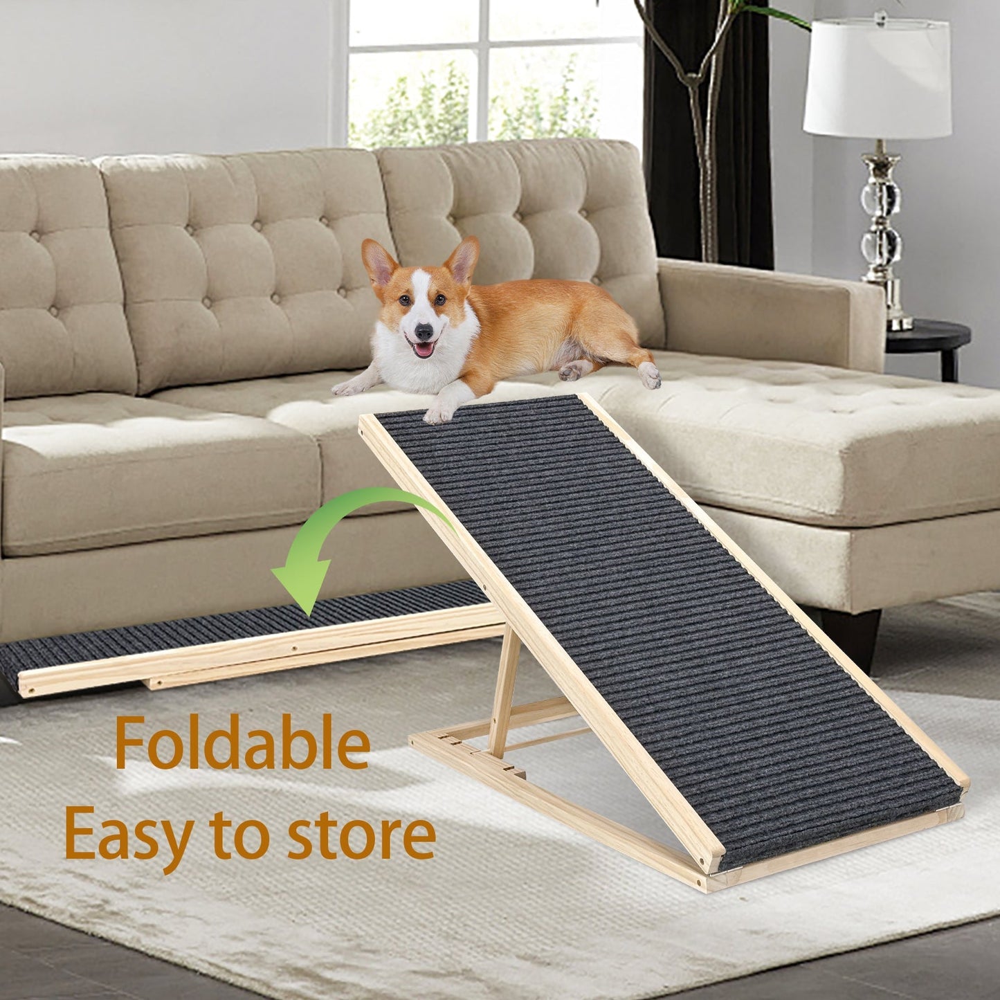 Upgraded Dog Ramp for Bed with Extra Wide Traction and Foldable Design