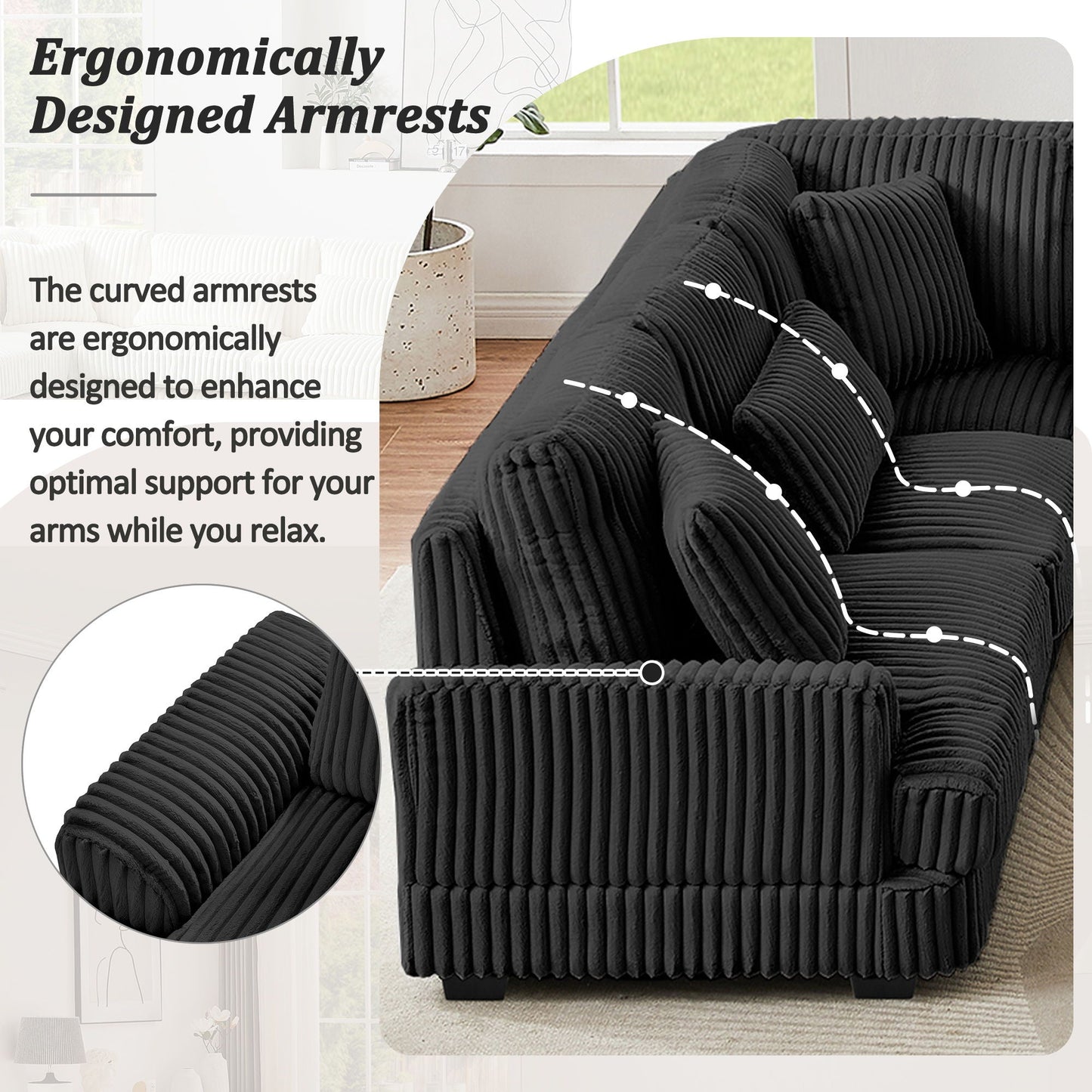 Oversized Sectional Sofa U - Shaped Sofa Couch Modern Sofa Upholstered In Soft With A Chaise Lounge For Living Room