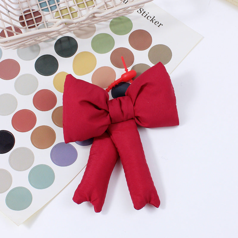 Fabric Plaid Bowknot Bag Pendant Accessory