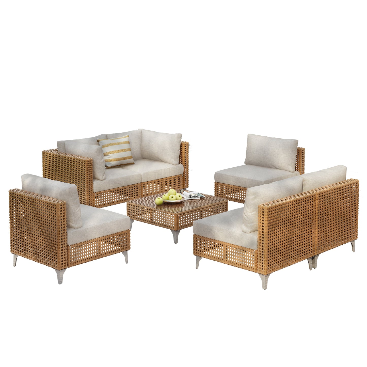 K&K 7-Piece Wicker Patio Furniture Set