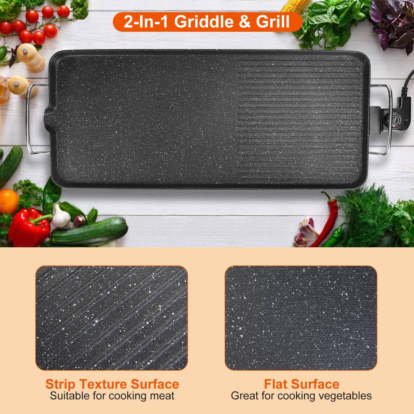 Electric Grill – Non-Stick Tabletop BBQ for Indoor/Outdoor Use
