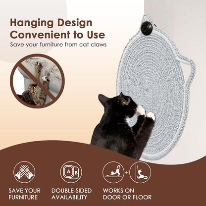 Cat Scratcher Mat Natural Cotton Rope Cat Scratch Pad Round Horizontal Floor Cat Scratching Pads For Indoor Cats  Cat Furniture Protector For Wall Couch Carpets  Sofas