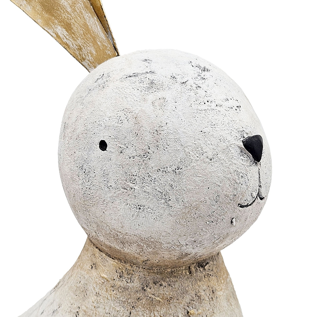 White Magnesium Rabbit Figurine with Gold Iron Ears