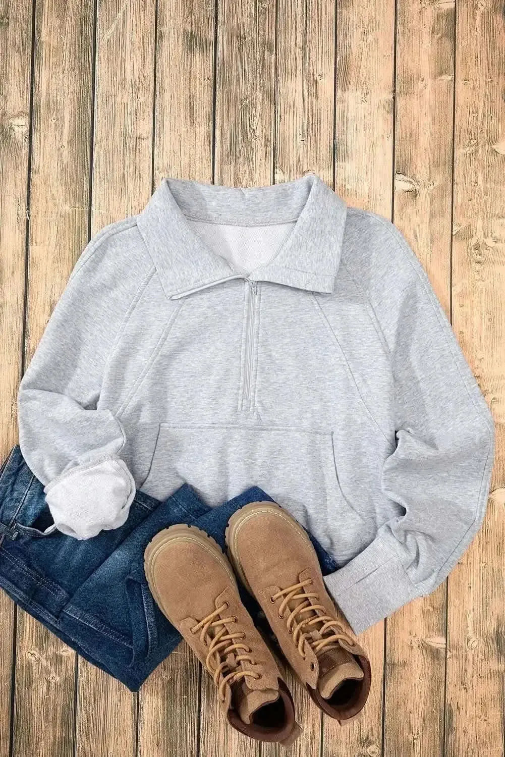 Trendsi Women's Half Zip Sweatshirt With Pockets — Fleece Pullover