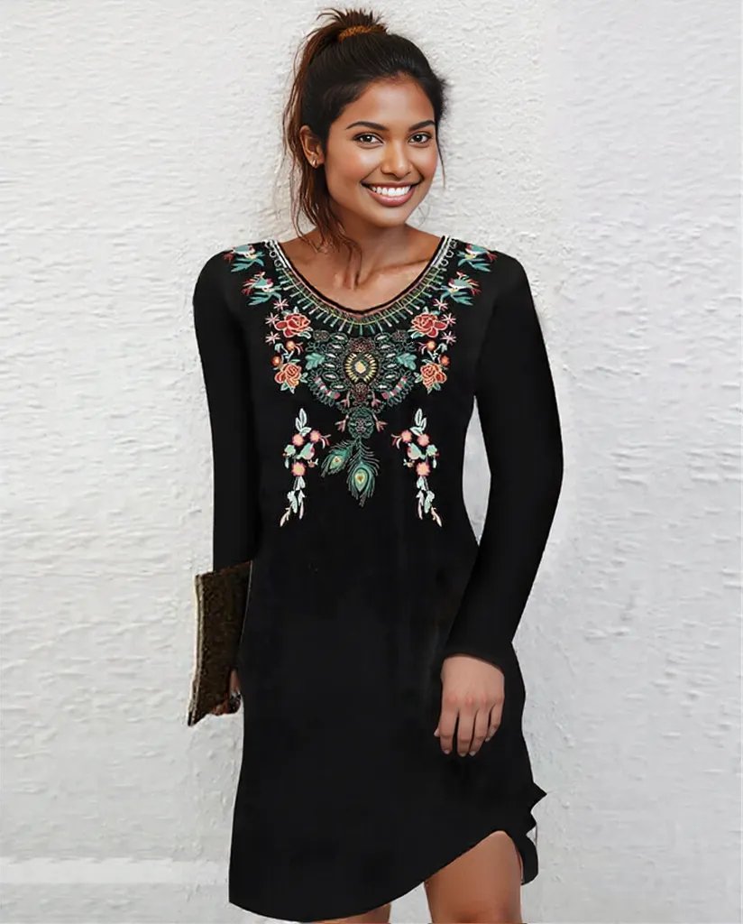 New Sexy Autumn fall Winter exotic  floral design Dress for Women 7 different colors