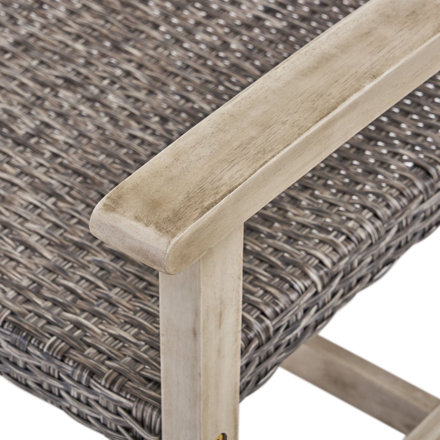 Hampton Outdoor Wood and Wicker Loveseat - Gray