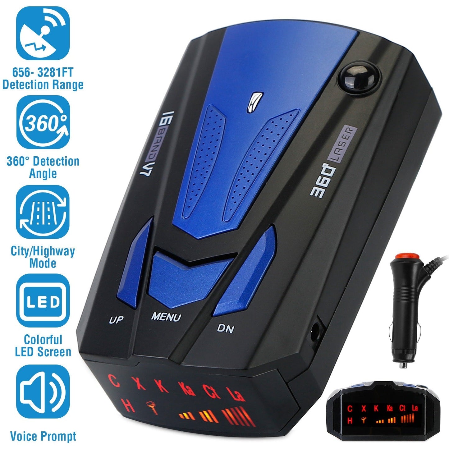 Radar Detector Car 16 Band V7 Speed Safety Voice Alert Car Radar LED Display City Highway Mode Auto 360¡ Detection